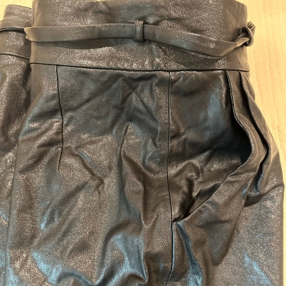 Amanda Uprichard Faux Leather Shimmering Black Mini Skirt - Picture 5 of 7